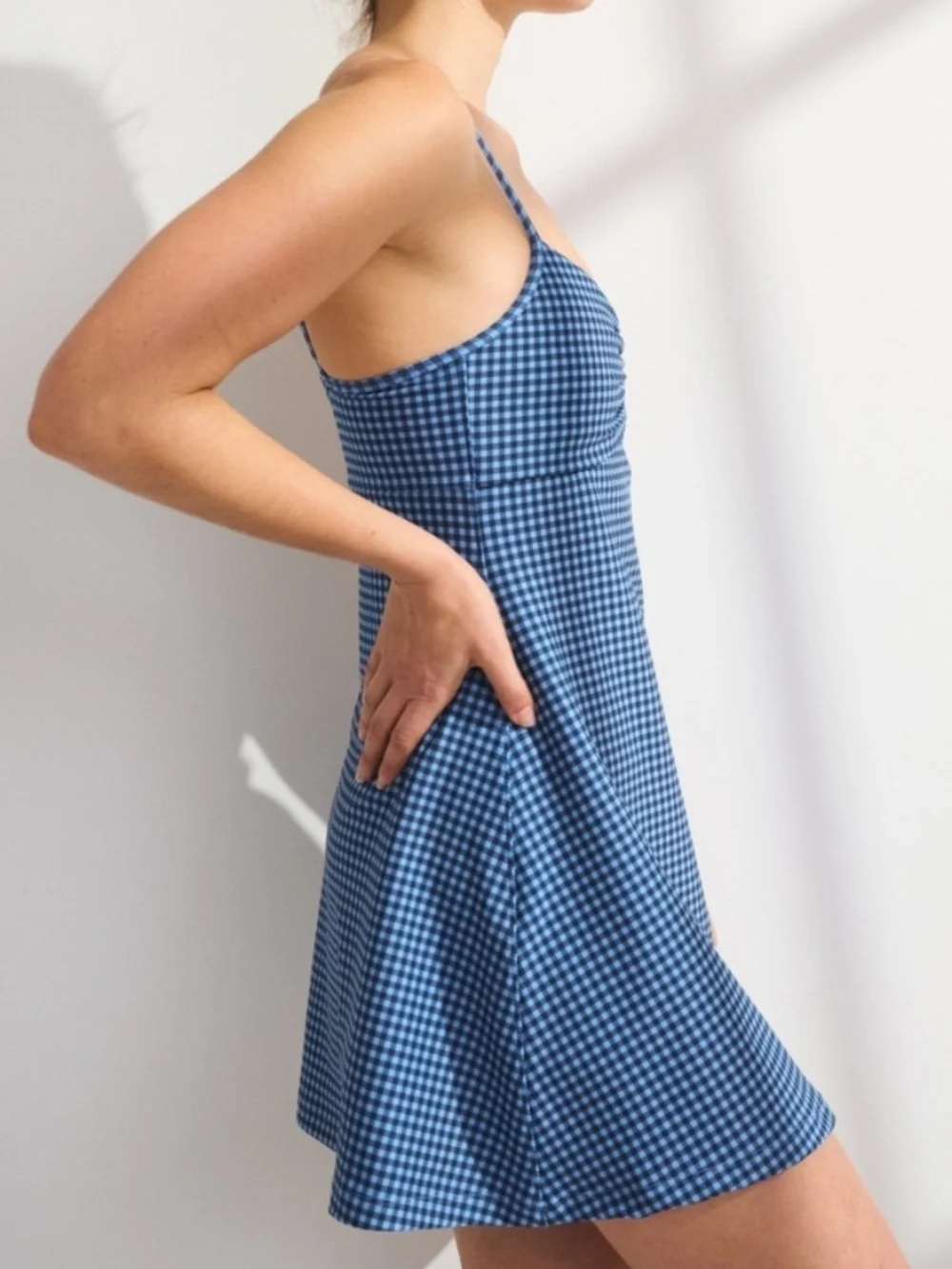 NEW Abercrombie & Fitch YPB SculptLUX Gingham Mini Skort Dress In Blue - XS - Picture 3 of 13